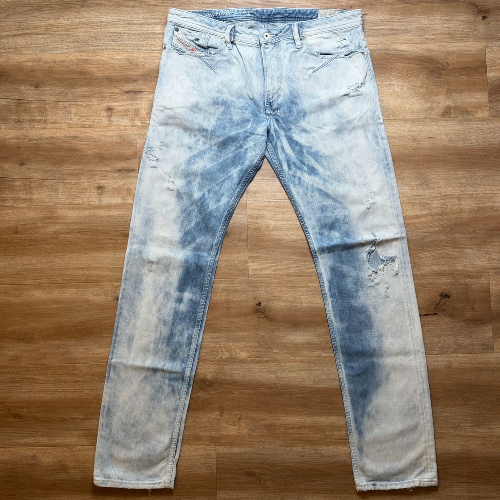 Diesel Shioner Jeans Mens 34x32 Distressed Acid Wash Slim Skinny Italy 0828V